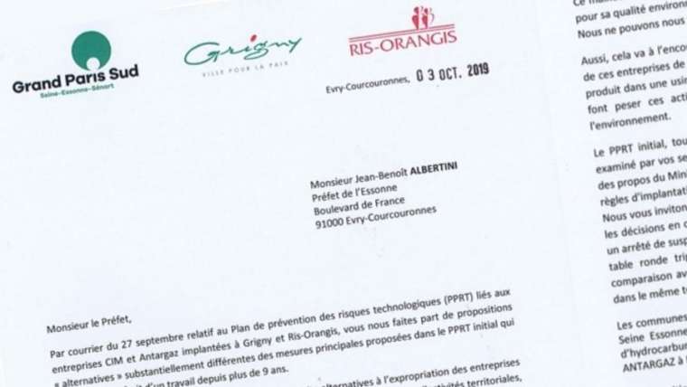 Lettre à M. Le Préfet de l’Essonne : demande réitérée de procéder au départ des dépôts de gaz liquéfiés de la société Antargaz à Ris-Orangis